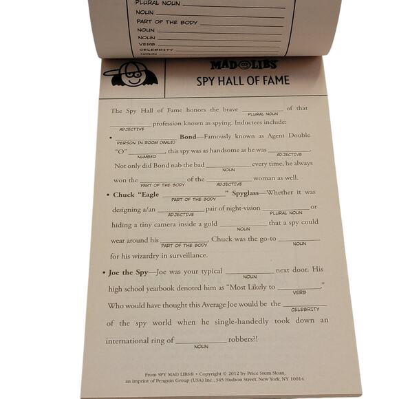 Spy Mad Libs‎ 2012 Worlds Greatest Word Game Funny Kids Children Loot Crate Kids - Picture 3 of 4
